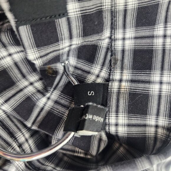 Theory Plaid Button Front Dress Shirt Men's Size S Black and White - Picture 6 of 8